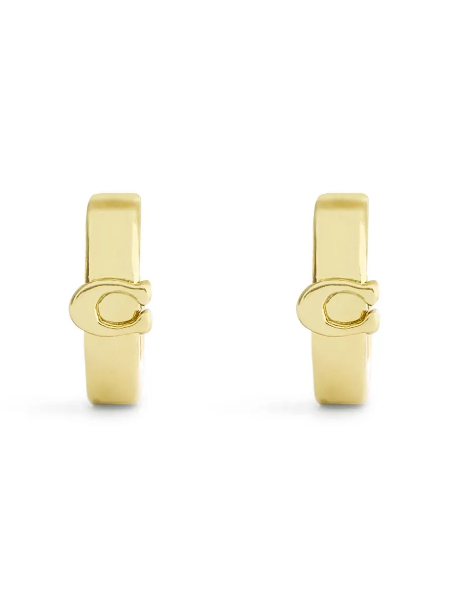 Серьги-кольца Signature C Huggie COACH — изображение 2 из 4, оттенок золото
