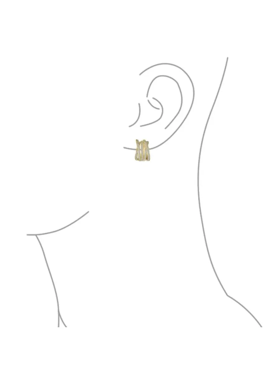 Серьги-кольца с перекрещенным дизайном, с кристаллами, позолоченные Bling Jewelry — изображение 4 из 4, оттенок золотистый