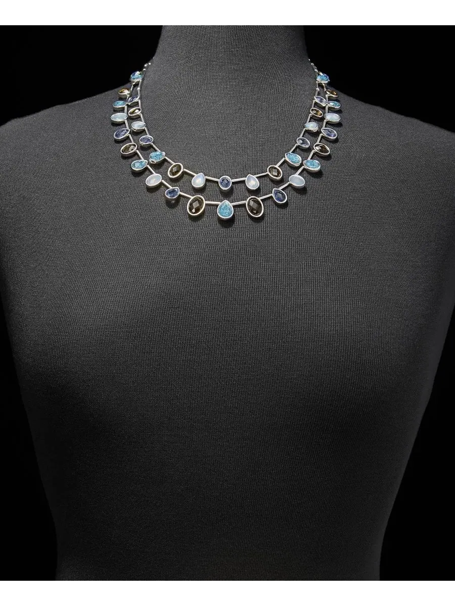 Колье Anne Klein с разноцветными камнями — изображение 3 из 5, оттенок синий