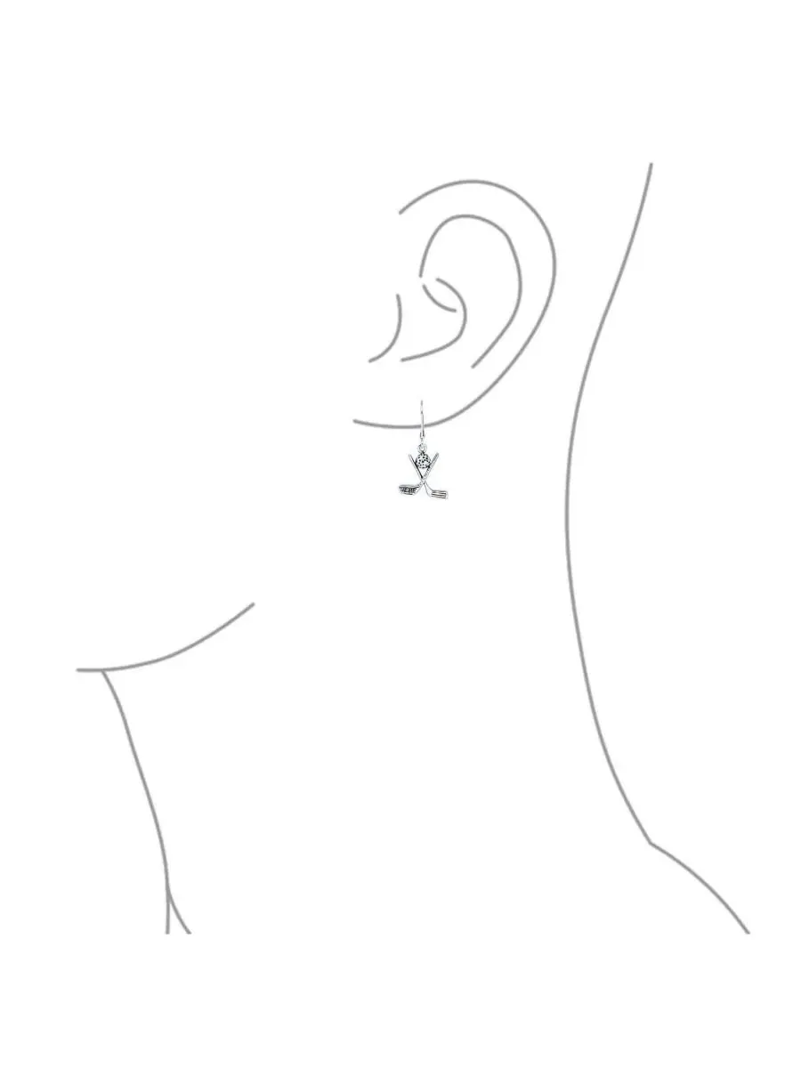 Серьги-подвески с принтом гольф-мячей и клюшек, модель Golf Balls Clubs Dangle Earrings Bling — изображение 3 из 4