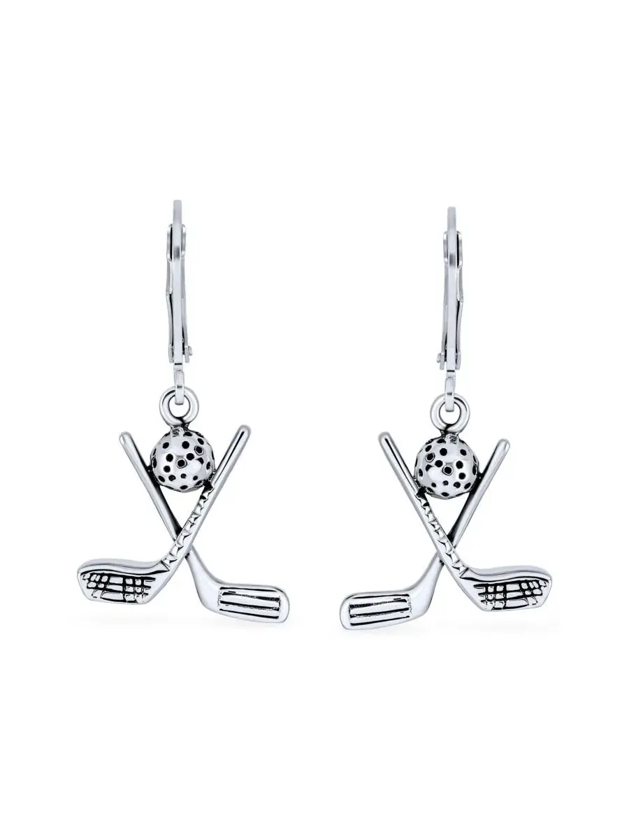 Серьги-подвески с принтом гольф-мячей и клюшек, модель Golf Balls Clubs Dangle Earrings Bling — изображение 4 из 4