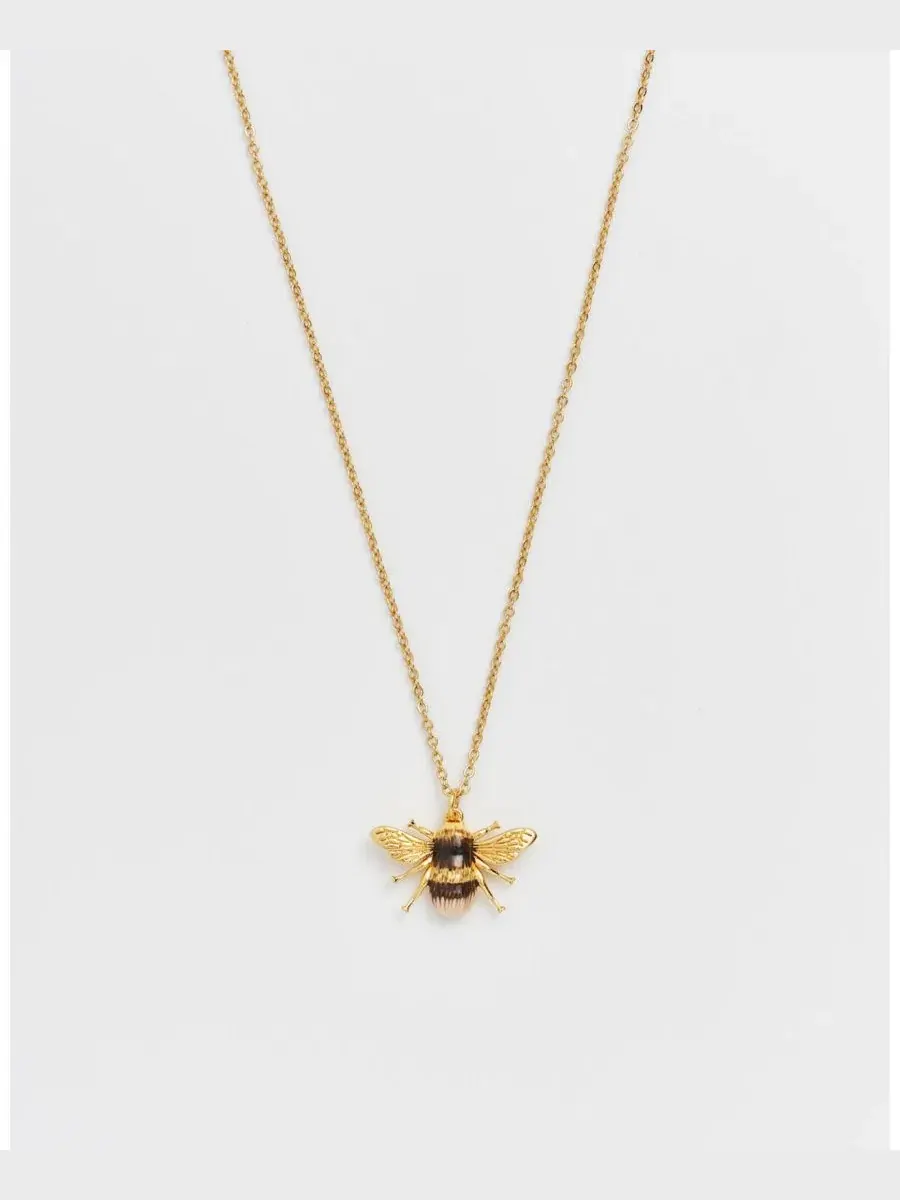 Кулон с эмалевой пчелой Honey Bee Enamel Necklace Fable England — изображение 3 из 6, оттенок золото