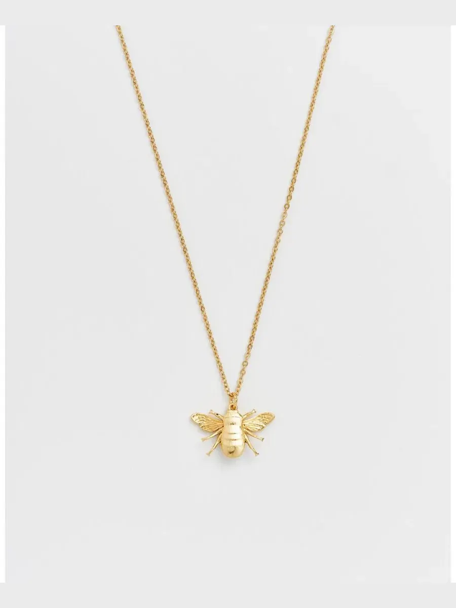 Кулон с эмалевой пчелой Honey Bee Enamel Necklace Fable England — изображение 4 из 6, оттенок золото