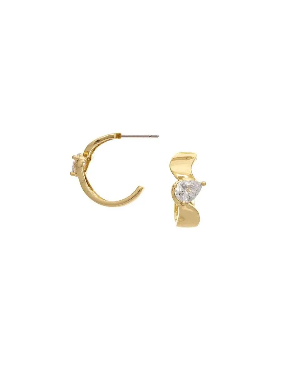 Серьги-кольца с подвеской из жемчуга и кристаллов, 18K золотое покрытие Rivka Friedman — мульти