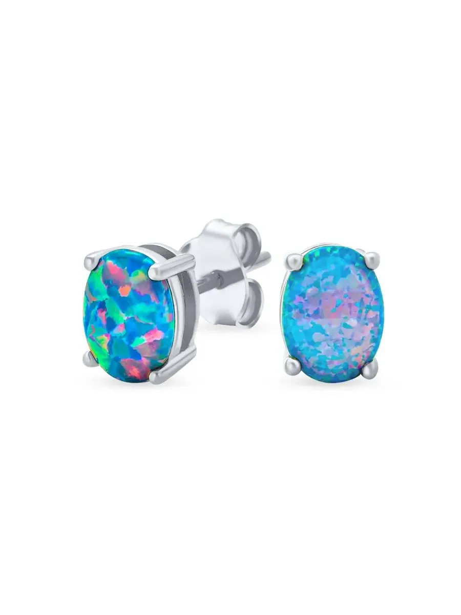 Серьги-пусеты с синтетическим опалом, золотое покрытие Bling Jewelry