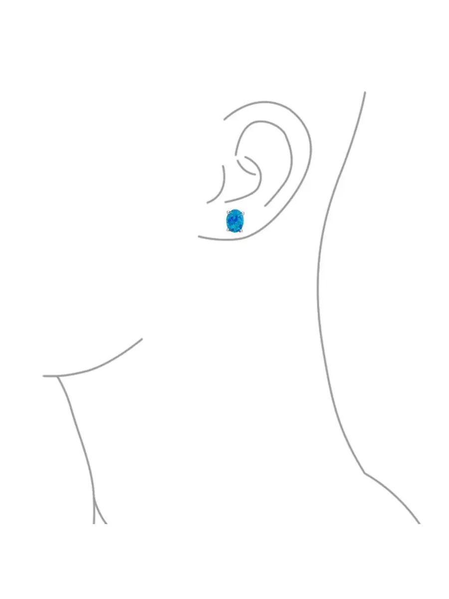 Серьги-пусеты с синтетическим опалом, золотое покрытие Bling Jewelry — изображение 2 из 3, оттенок синий