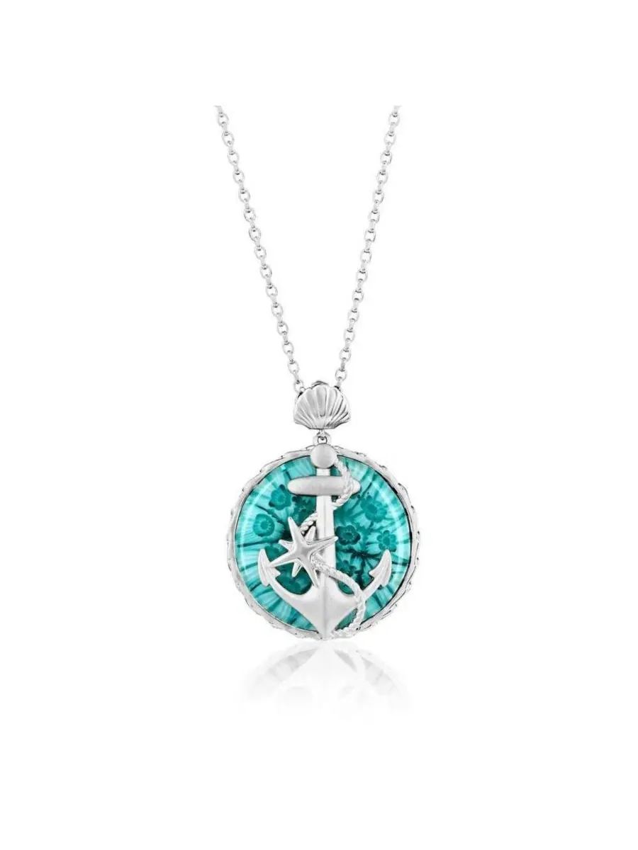 Кулон-якорь с венецианским стеклом Murano — изображение 1 из 4, оттенок бирюзовый
