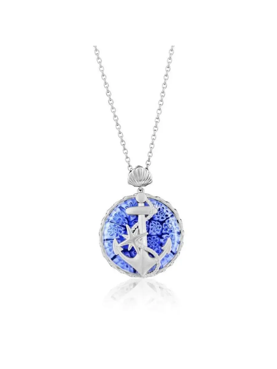 Кулон-якорь с венецианским стеклом Millefiori