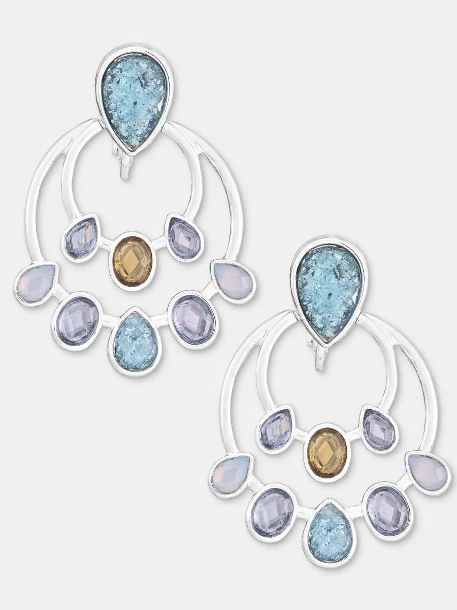 Серьги-подвески каплевидные с синими камнями Anne Klein
