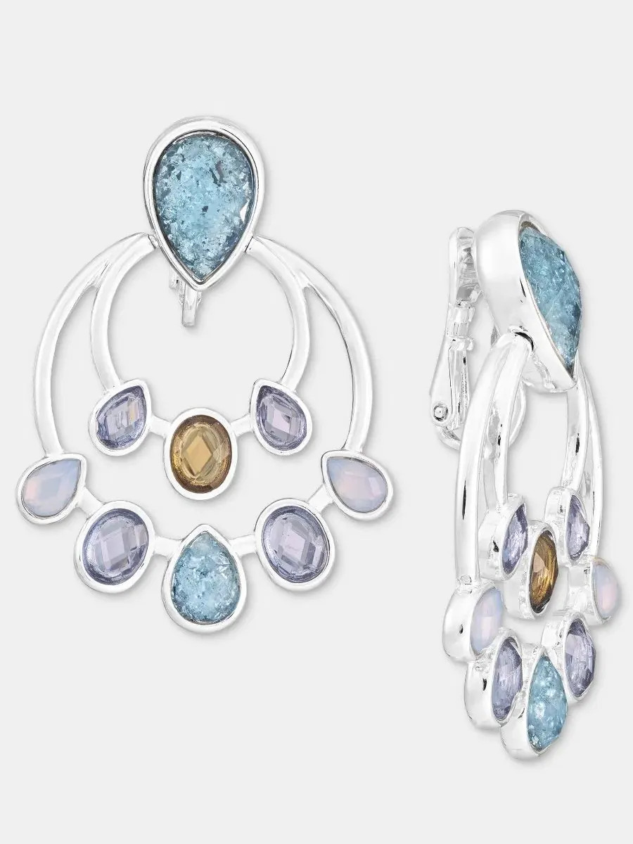 Серьги-подвески каплевидные с синими камнями Anne Klein — изображение 2 из 4, оттенок синий
