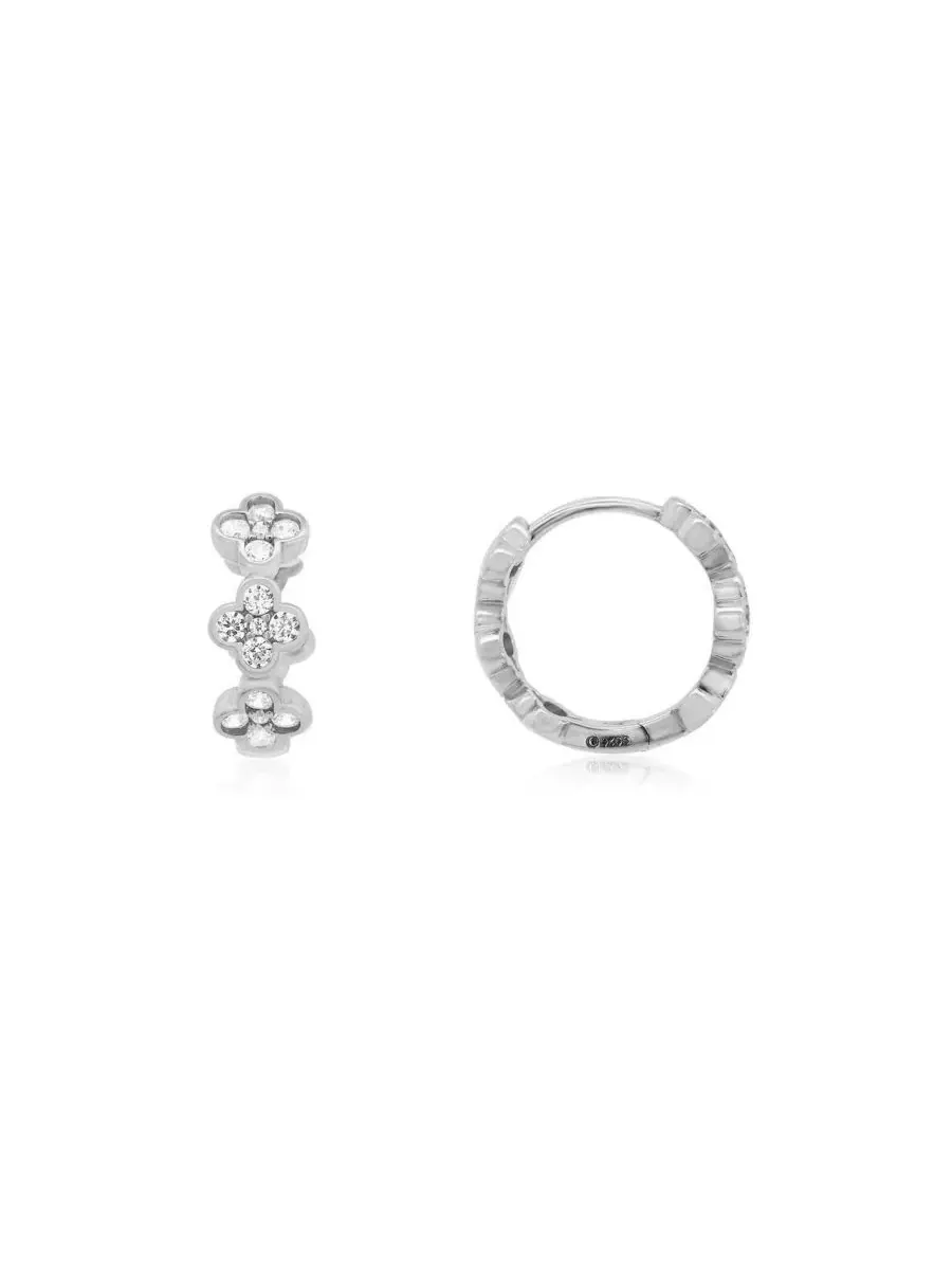 Серьги-кольца с подвеской в виде клевера с кубическим цирконием, CZ Clover Huggie Hoop The Lovery