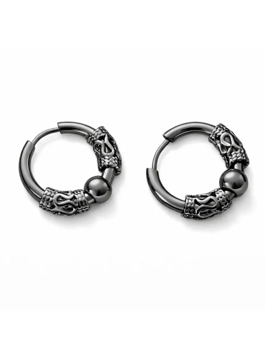 Серьги-кольца хугги с оберткой, 14 мм, из нержавеющей стали Rebl Jewelry — изображение 3 из 3, оттенок черный