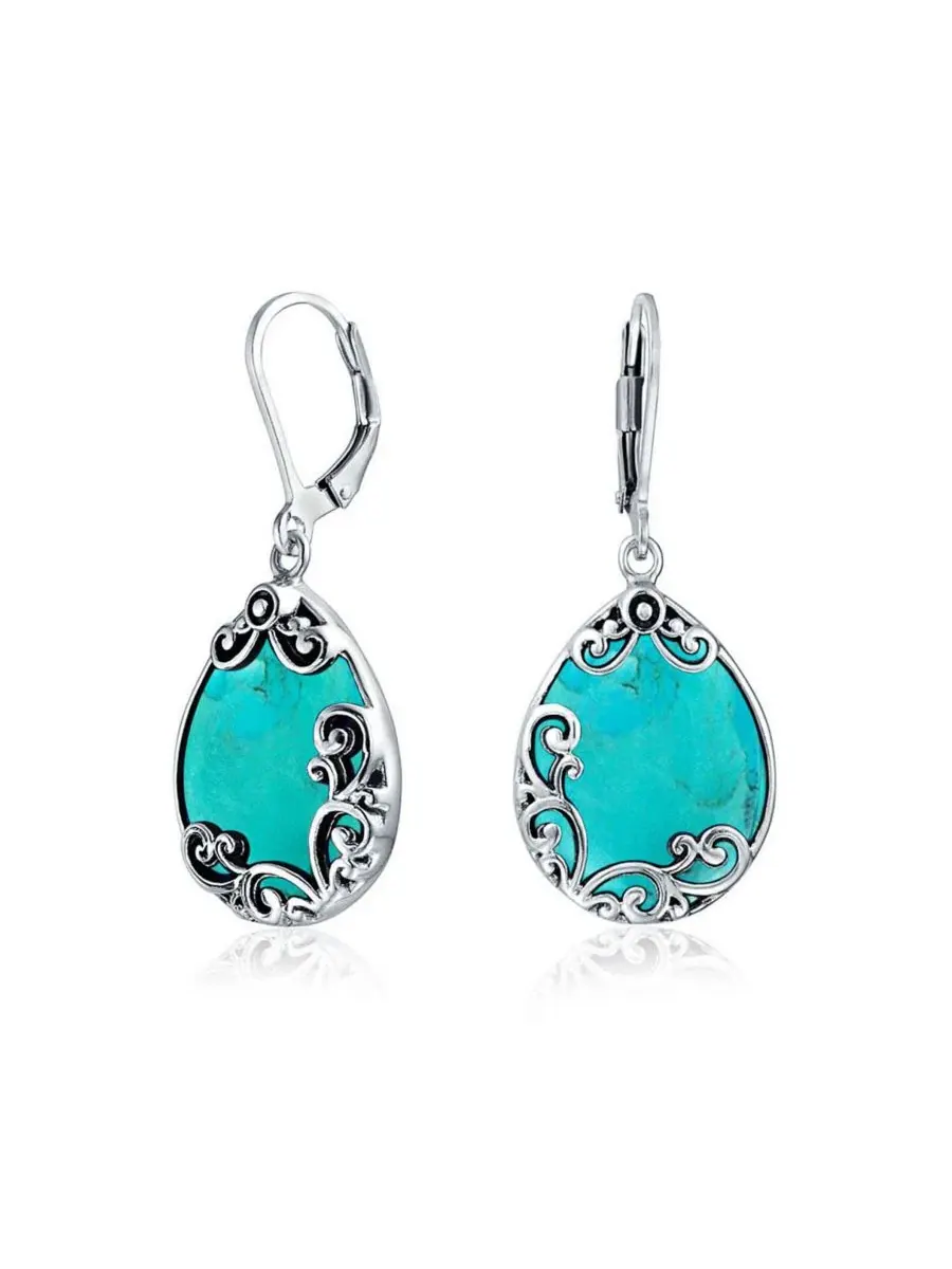 Серьги-подвески из стерлингового серебра с черным ониксом, модель Western Style Teardrop Bling — изображение 1 из 4