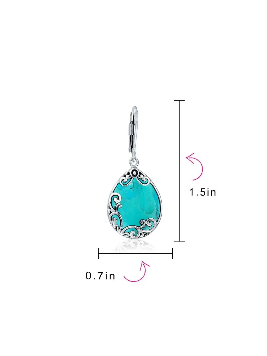 Серьги-подвески из стерлингового серебра с черным ониксом, модель Western Style Teardrop Bling — изображение 4 из 4