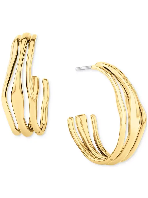 Серьги-Кольца средней волнистости с тремя рядами, 1,04 дюйма Calvin Klein