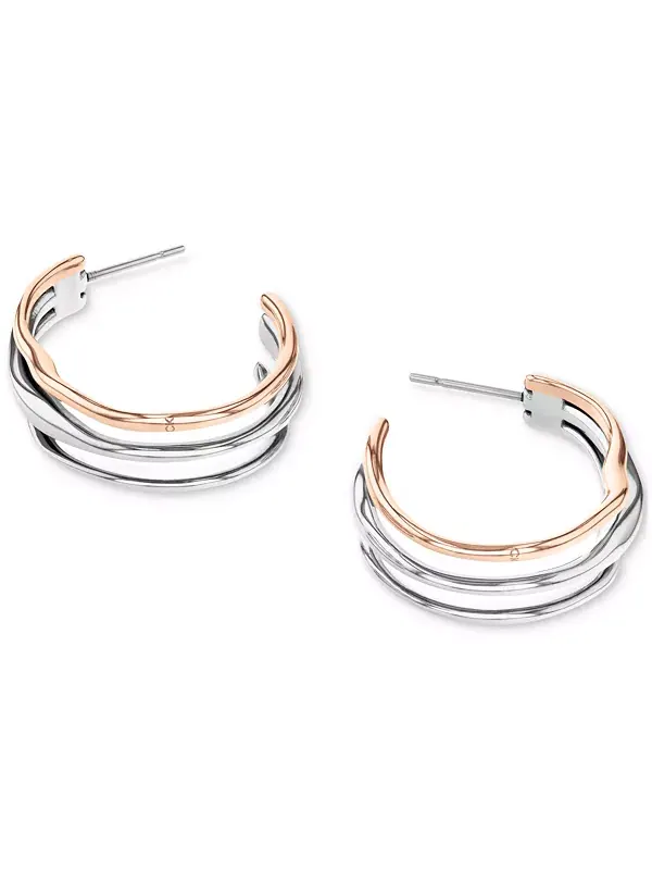 Серьги-Кольца средней волнистости с тремя рядами, 1,04 дюйма Calvin Klein — изображение 2 из 4, оттенок мульти