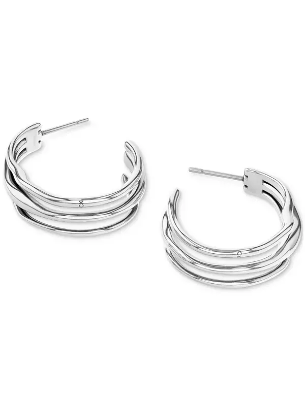 Серьги-Кольца средней волнистости с тремя рядами, 1,04 дюйма Calvin Klein