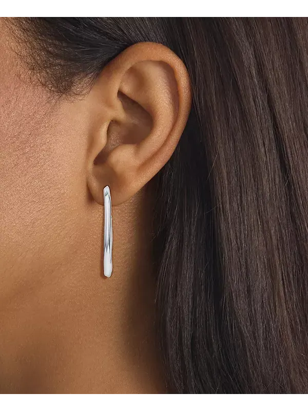 Серьги-Кольца средней толщины из нержавеющей стали, 1,33 дюйма Calvin Klein — изображение 3 из 4, оттенок серебряный