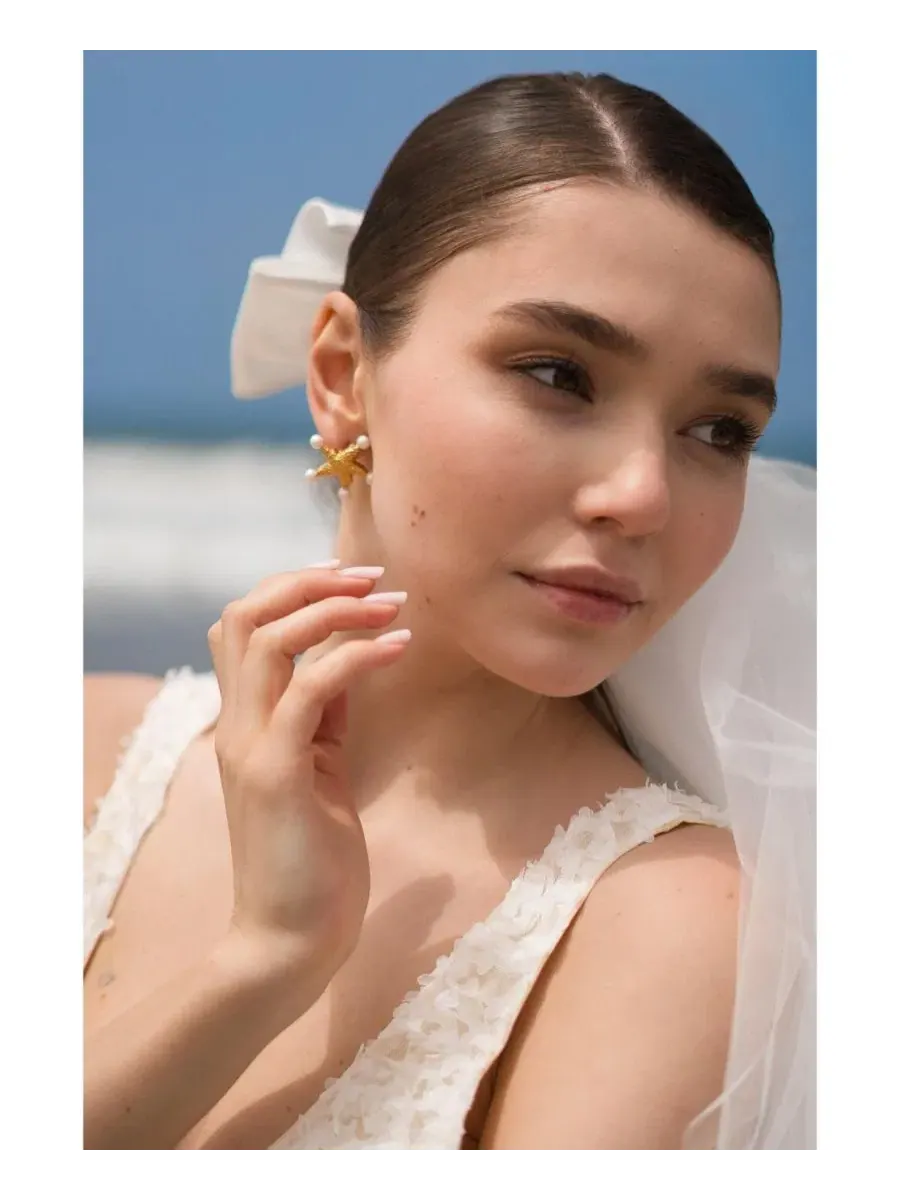 Серьги-гвоздики Lila Starfish Classicharms — изображение 3 из 11, оттенок золото