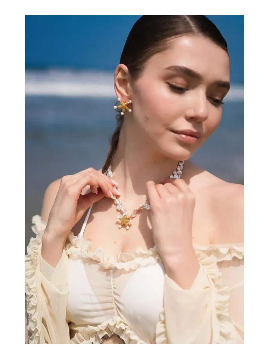 Серьги-гвоздики Lila Starfish Classicharms — изображение 5 из 11, оттенок золото