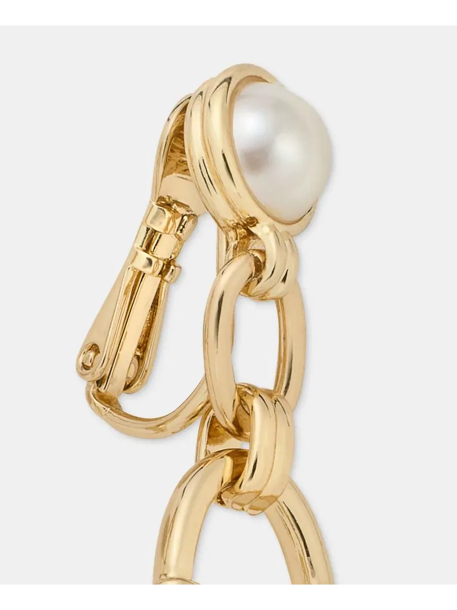Серьги-подвески с имитацией жемчуга, на клипсах Anne Klein — изображение 4 из 4, оттенок серебристый