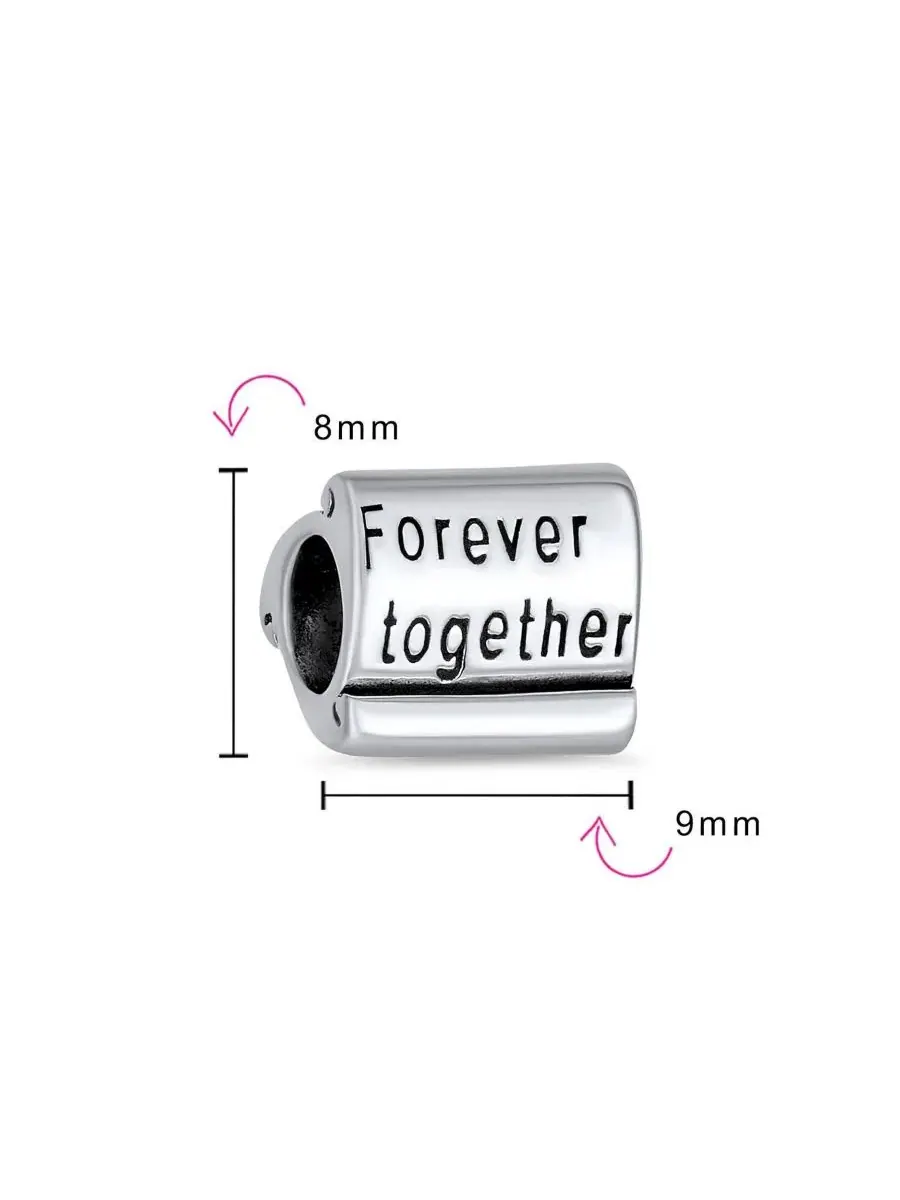 Бусина-шарм с гравировкой Forever Together, серебро 925 пробы Bling Jewelry — изображение 3 из 3, оттенок серебряный