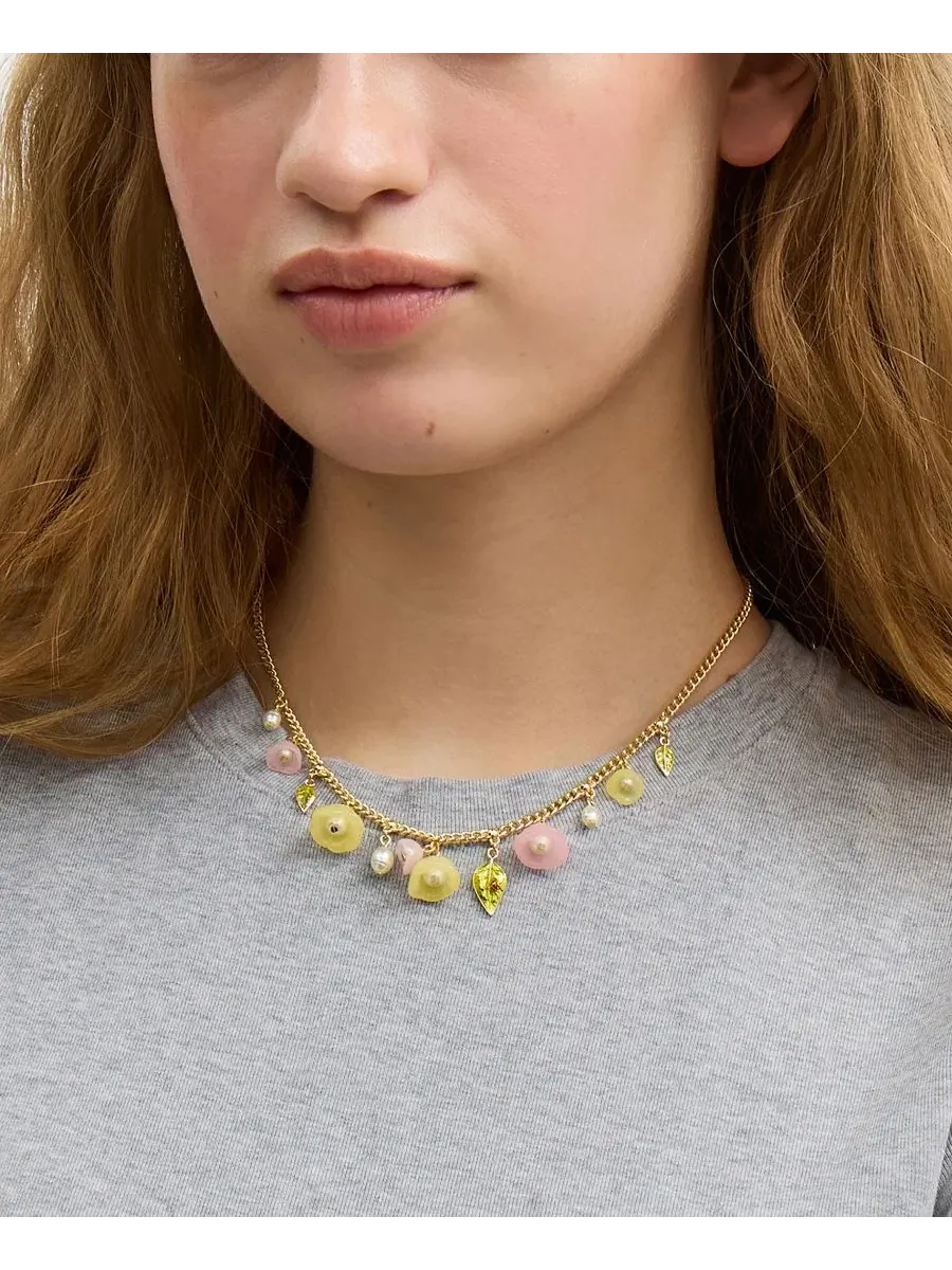 Колье-ожерелье с цветочным принтом Faux Stone Floral Statement Bib Necklace COACH — изображение 6 из 6