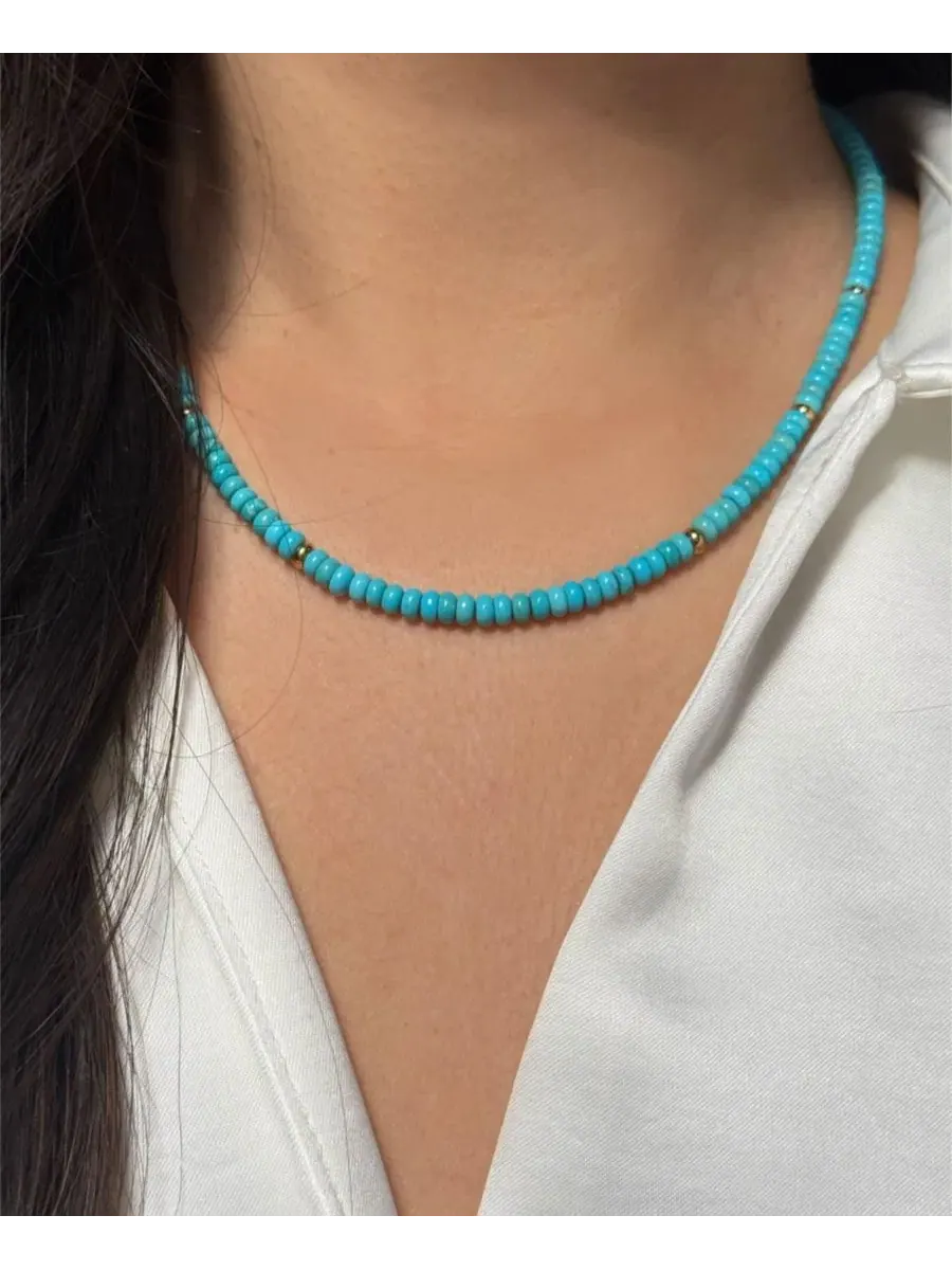 Ожерелье из натуральных камней Charis Gemstone Beaded Kamaria — изображение 2 из 7, оттенок бирюзовый