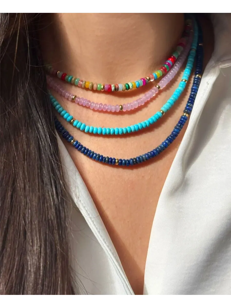 Ожерелье из натуральных камней Charis Gemstone Beaded Kamaria — изображение 6 из 7, оттенок бирюзовый