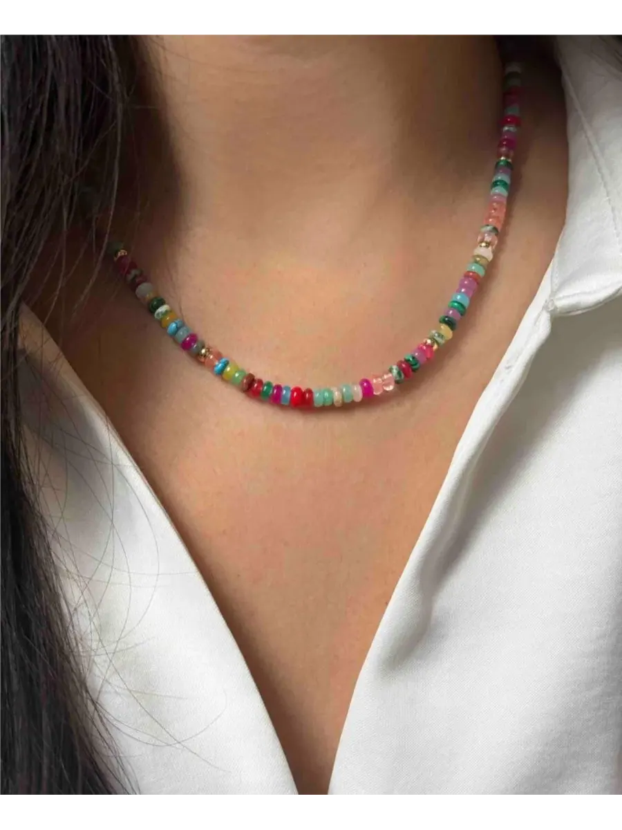 Ожерелье из натуральных камней с регулируемой длиной Charis Gemstone Beaded Kamaria — изображение 2 из 7, оттенок мульти
