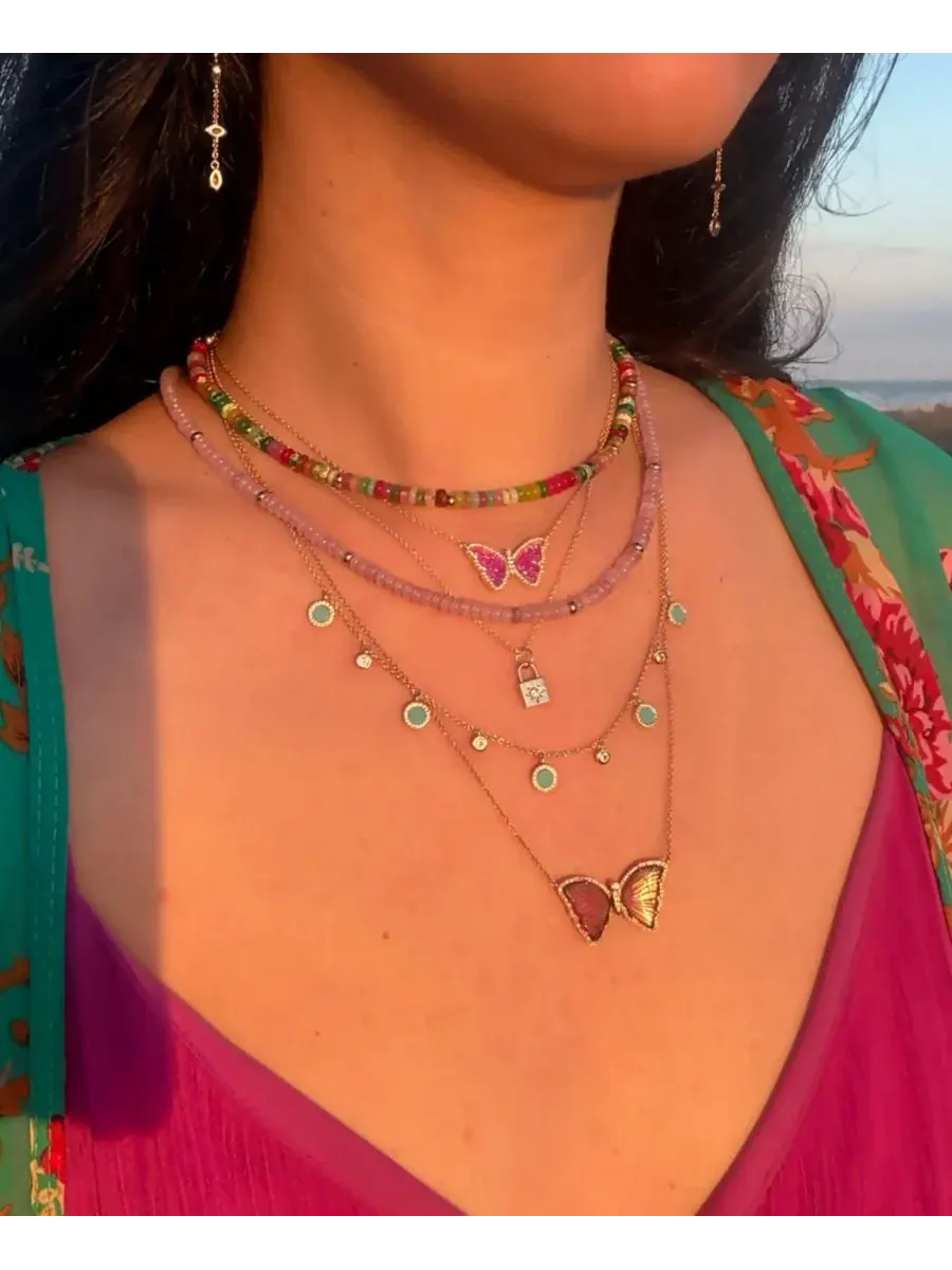 Ожерелье из натуральных камней Charis Gemstone Beaded Necklace Kamaria, Lavender Jade — изображение 5 из 7