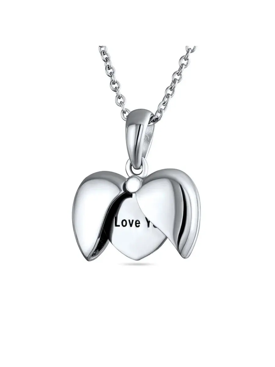Кулон-медальон с сердцем и надписью I LOVE YOU, из стерлингового серебра Bling Jewelry