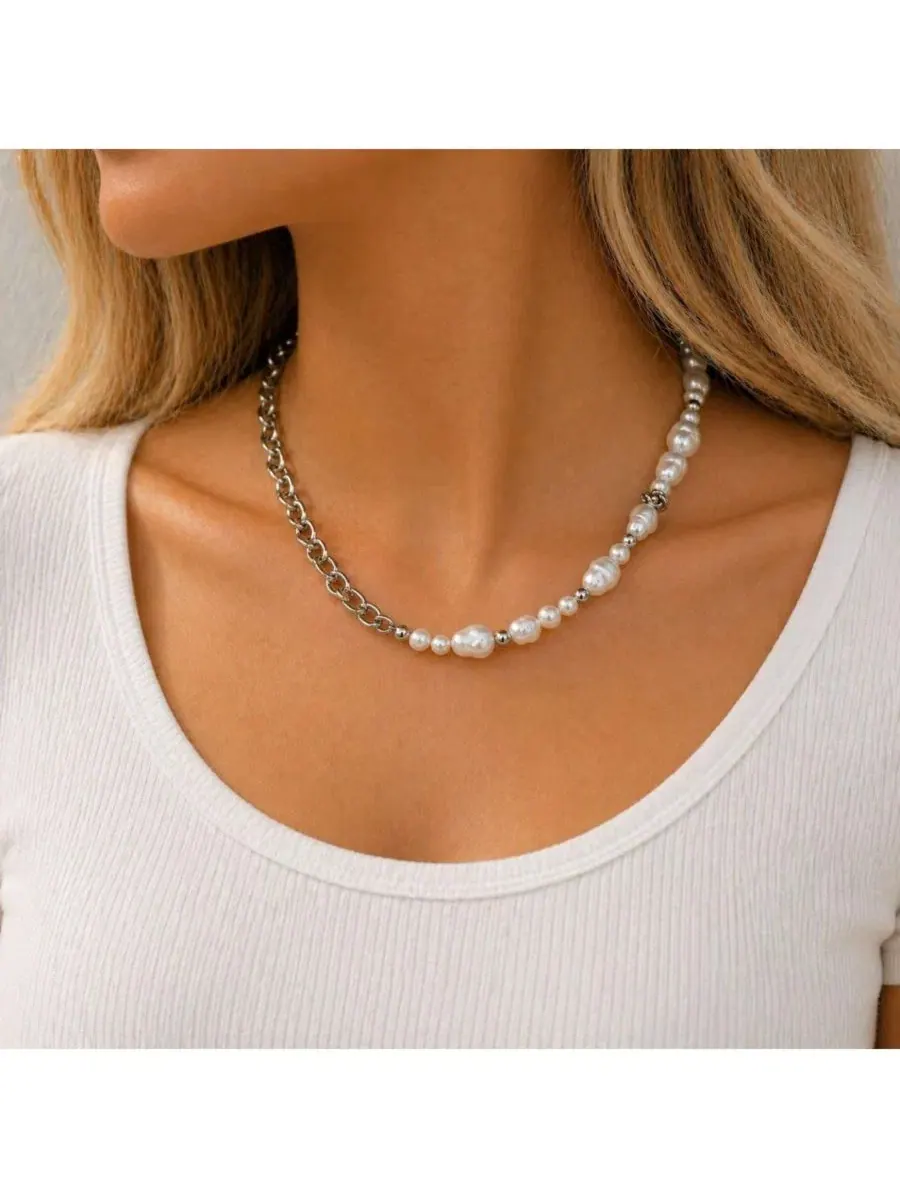 Колье Liquid Pearl Rebl Jewelry — изображение 2 из 3, оттенок серебряный