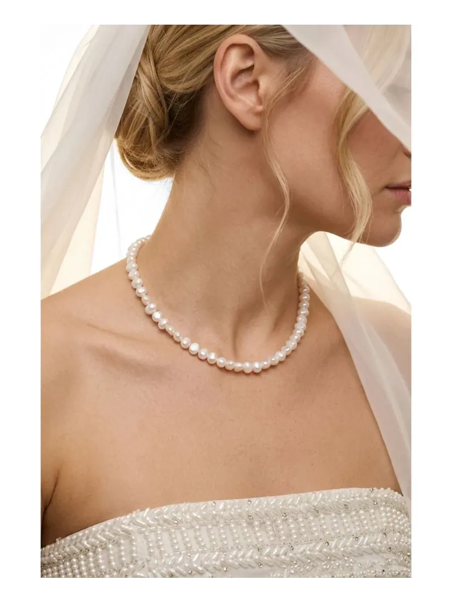 Комплект из колье и серег с жемчугом, 18K покрытие Joey Baby — изображение 2 из 6, оттенок золотистый