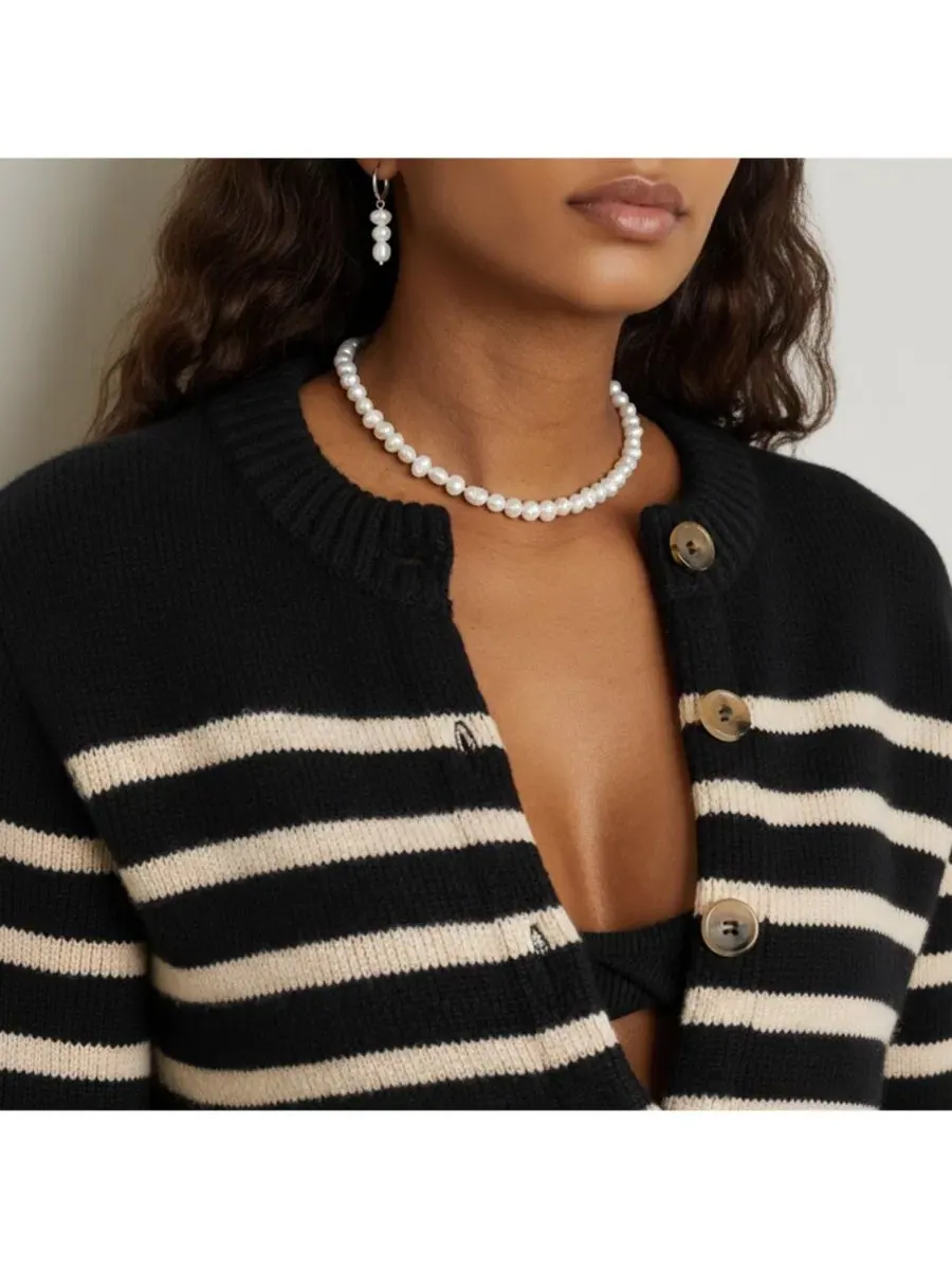 Комплект из ожерелья и сережек из пресноводного жемчуга Jackie Pearl Joey Baby — изображение 7 из 8, оттенок серебряный