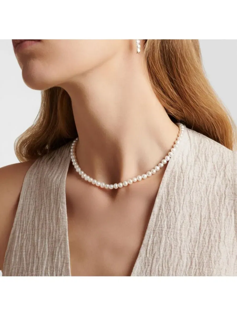 Комплект из ожерелья и сережек из пресноводного жемчуга Jackie Pearl Joey Baby — изображение 8 из 8, оттенок серебряный