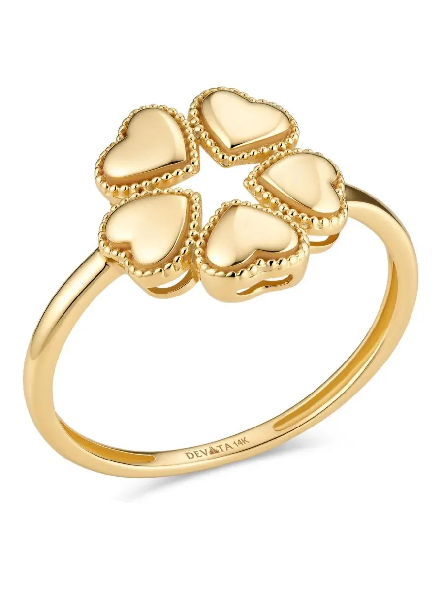 Кольцо с сердцем 14K Gold DEVATA — изображение 3 из 4, оттенок золото