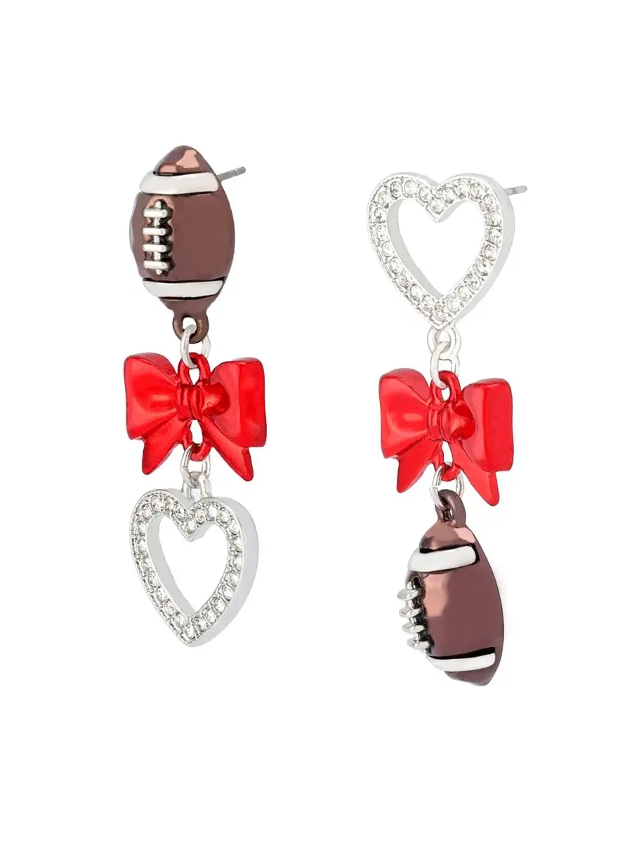 Серьги с футбольным принтом Faux Stone Kick Off Football Mismatch Earrings Betsey Johnson — изображение 2 из 4