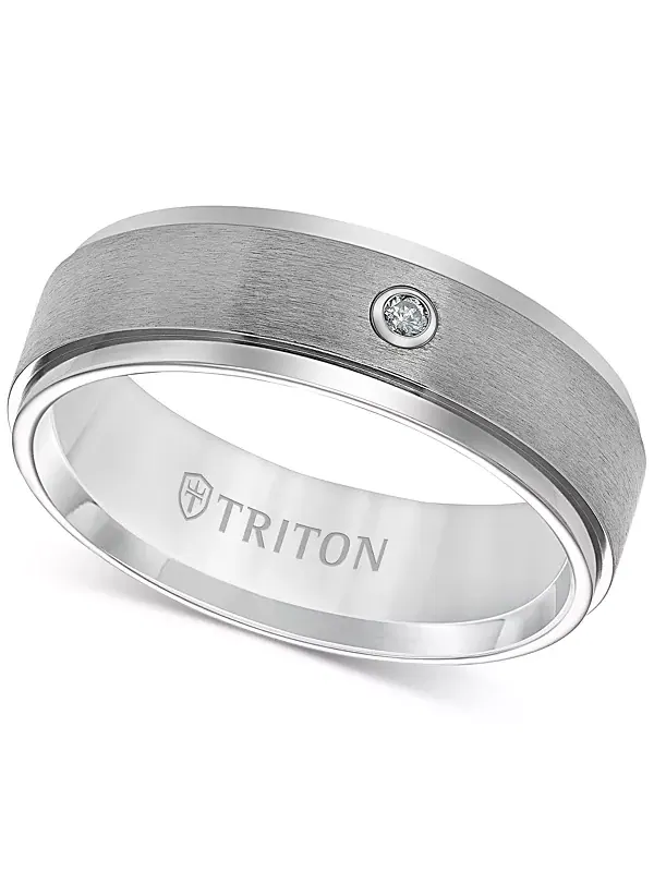 Мужское титановое кольцо, обручальное кольцо с бриллиантом 7 мм Triton — серебристый