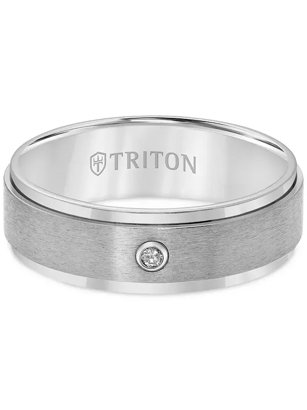 Мужское титановое кольцо, обручальное кольцо с бриллиантом 7 мм Triton — изображение 2 из 2, оттенок титановый