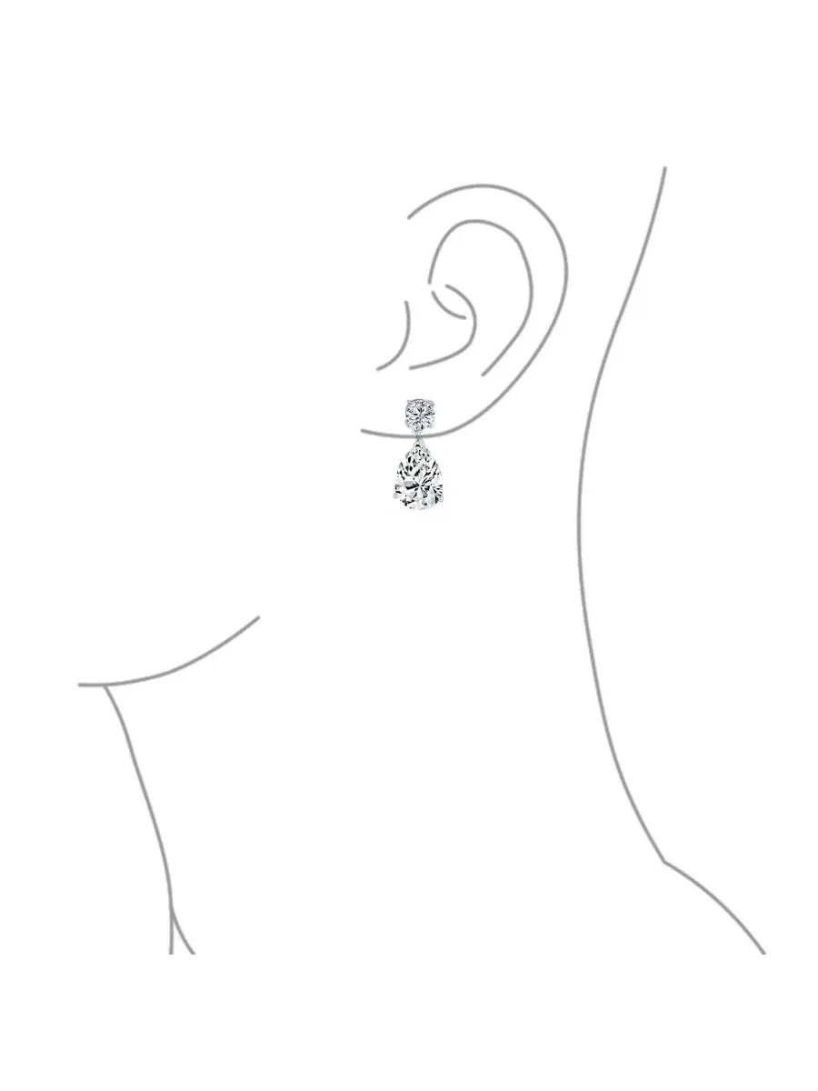 Серьги-подвески с кубическим цирконием, модель Classic 3CTW CZ Teardrop Drop Earrings Bling Jewelry — изображение 3 из 4