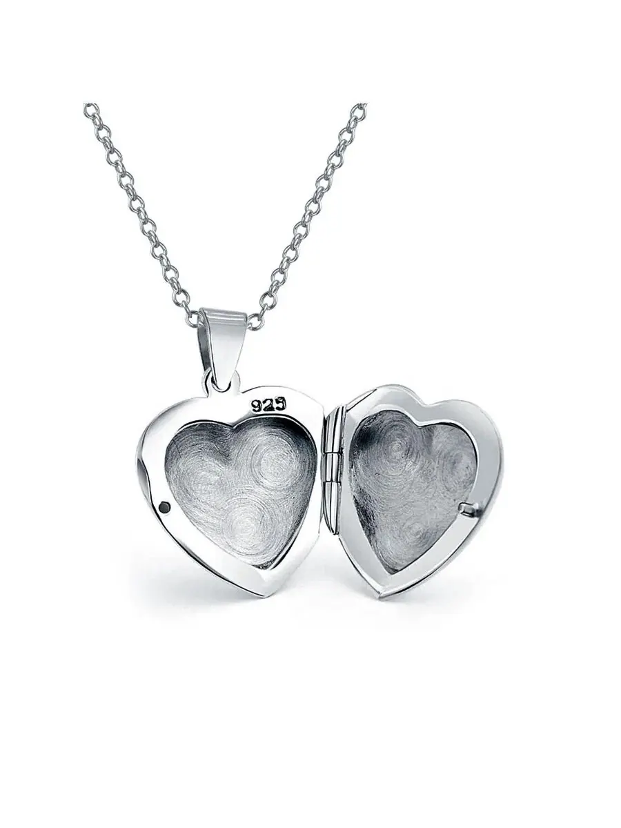 Кулон-медальон с фото, сердце, из стерлингового серебра 925 пробы Bling Jewelry — изображение 4 из 5, оттенок серый