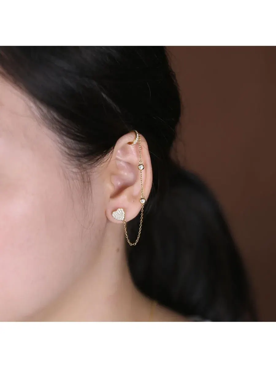 Комплект серег с сердцем из циркония, стерлинговое серебро с позолотой Bling Jewelry — изображение 2 из 3, оттенок золотистый