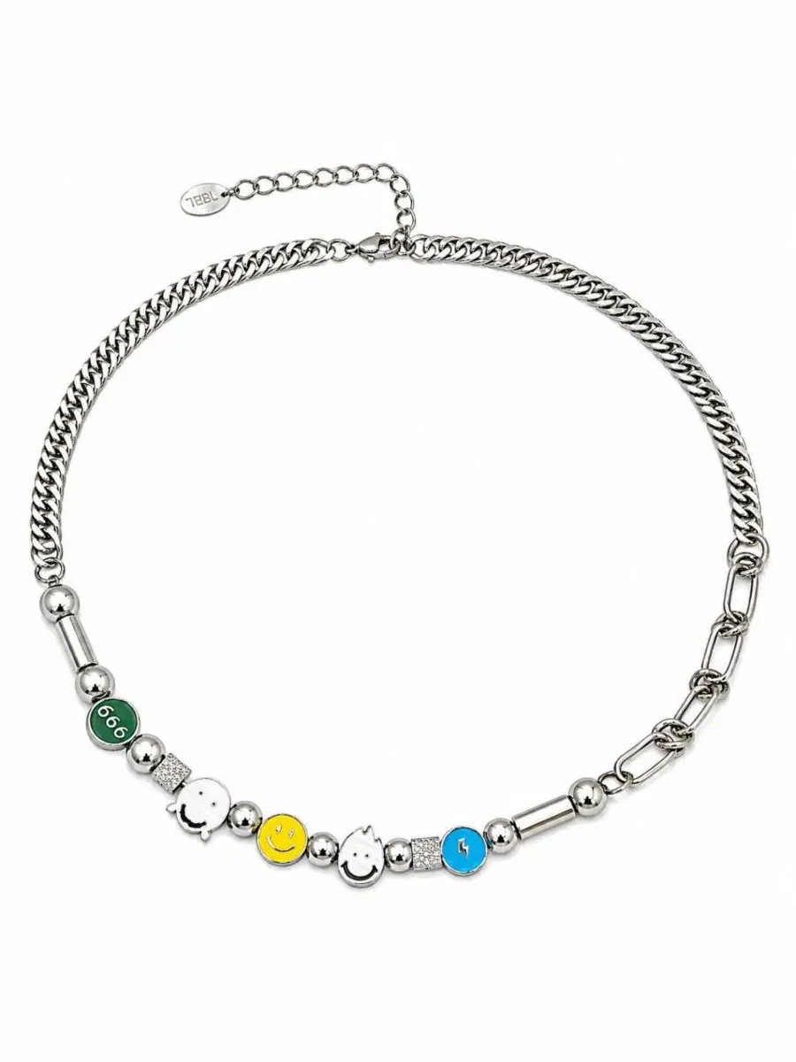 Подвеска-смайлик из серебристого металла, с цепочкой 45 см Rebl Jewelry