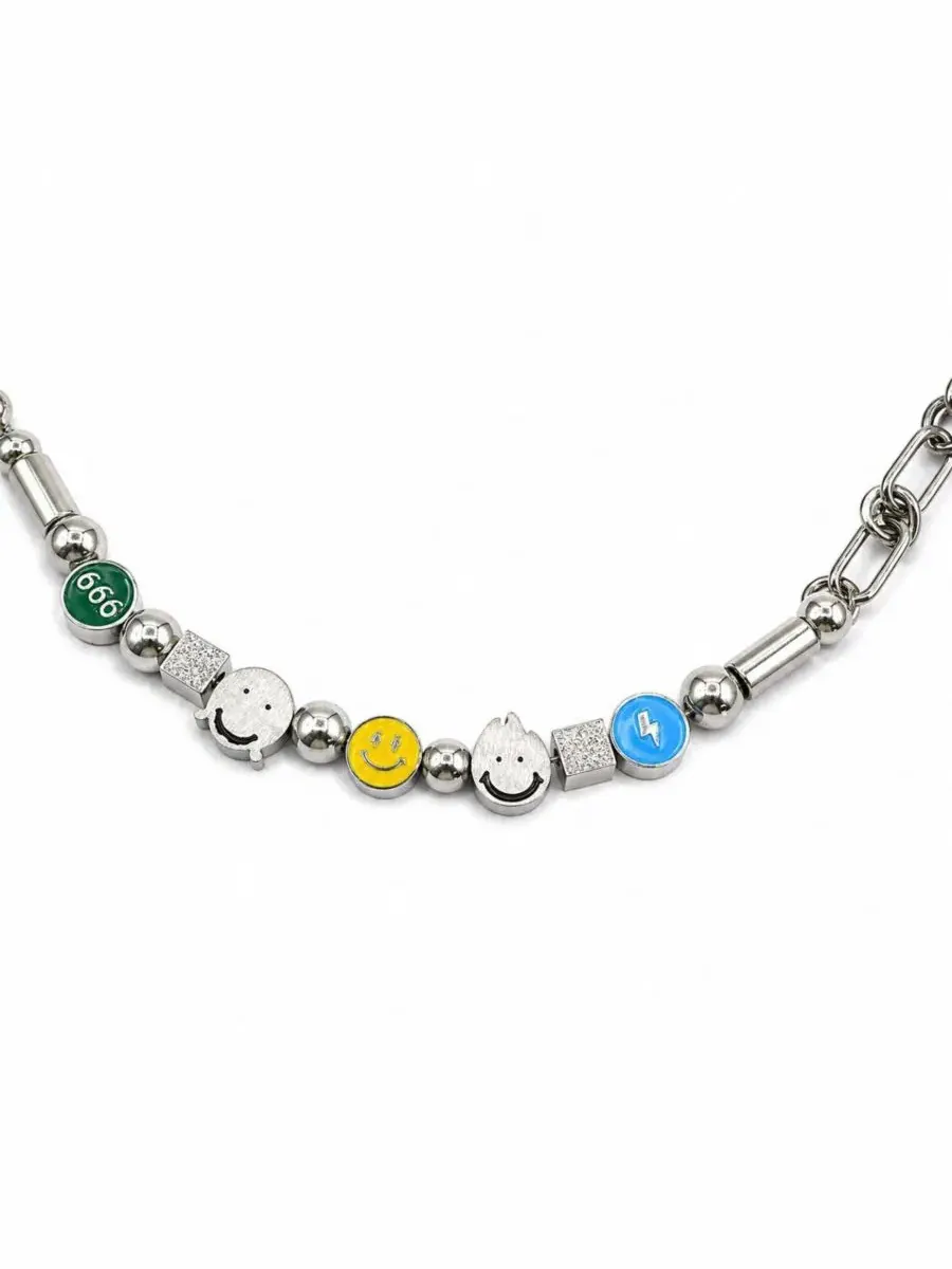 Подвеска-смайлик из серебристого металла, с цепочкой 45 см Rebl Jewelry — изображение 3 из 3, оттенок серебряный