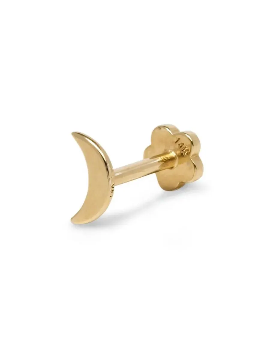 Серьга-штанга с полумесяцем, 14-каратное желтое золото, 6 мм Curata Jewelry