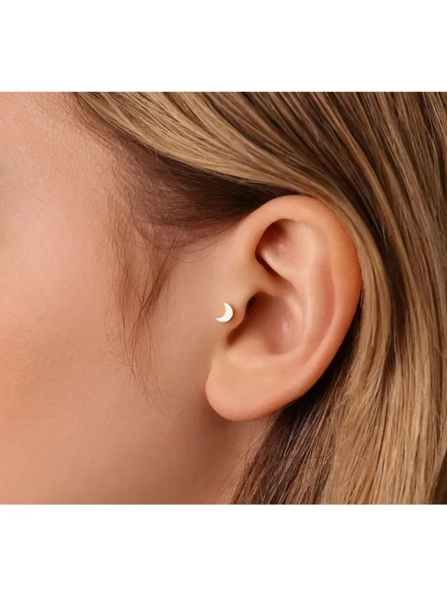 Серьга-штанга с полумесяцем, 14-каратное желтое золото, 6 мм Curata Jewelry — изображение 3 из 6, оттенок нет цвета
