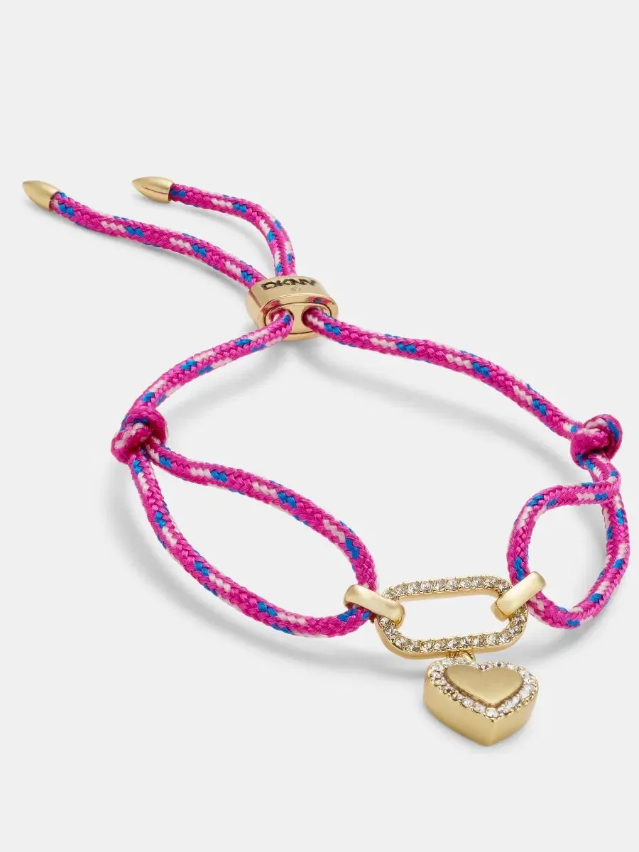 Браслет с подвеской-сердцем Pavé Heart Charm Cord Slider DKNY