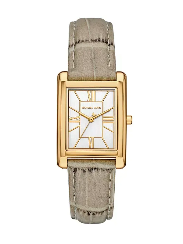 Женские часы Essex с тремя стрелками, из натуральной кожи, 26 x 36 мм Michael Kors — изображение 1 из 4, оттенок нудовый
