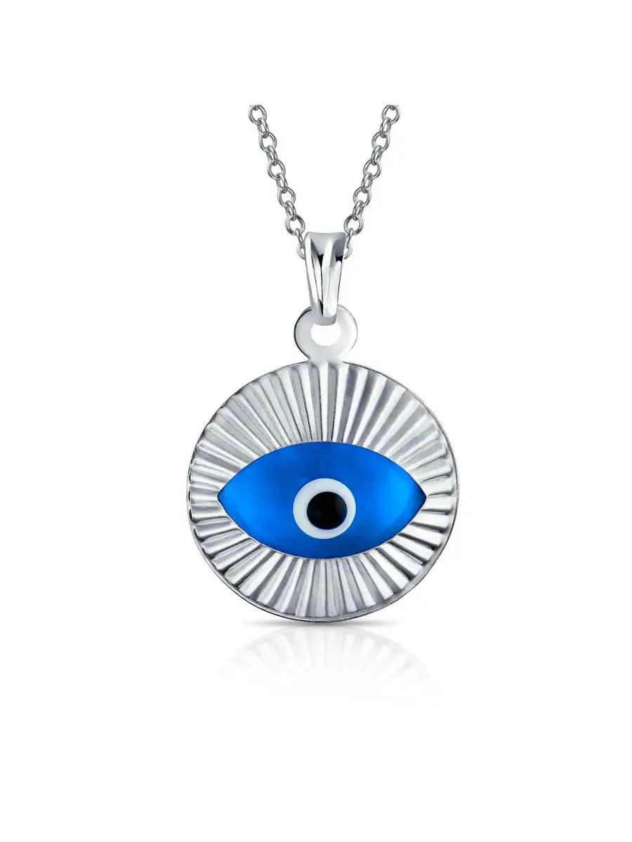 Кулон с глазом Фатимы из стерлингового серебра с родированием Bling Jewelry